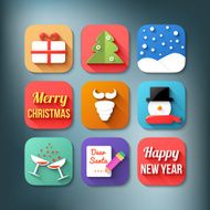 Flat icons set Christmas theme