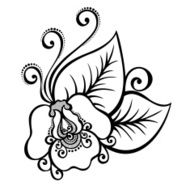 Beautiful Decorative Flower with Leaves (Vector) N57