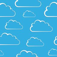 White clouds on blue Vector seamless pattern