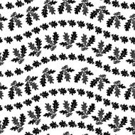Seamless pattern oak leaves silhouettes
