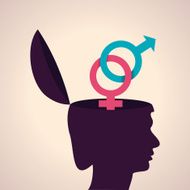 Thinking concept-Human head with male and female symbol