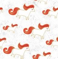 Seamless winter pattern with horses