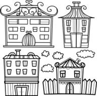 Set houses in black and white