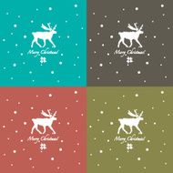 Grunge retro snowflakes and deer N3
