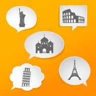 speech bubbles with landmarks icons