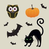 Set of halloween decorative elements - Illustration