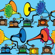 seamless retro multicolor gramophone N2