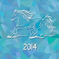 Illustration with New Year 2014 symbol of horse N2