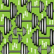 seamless pattern dumbbells on green background