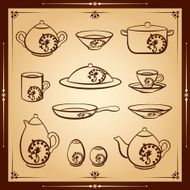 Kitchen vector icon set N2