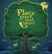 Night tree background Vector illustration