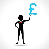 Man holding pound symbol