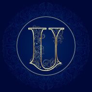 Vintage floral alphabet letter U