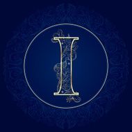 Vintage floral alphabet letter I