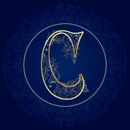 Vintage floral alphabet letter C