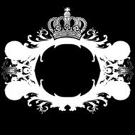 Black And White Ornate Heraldic Art Deco Quad N4