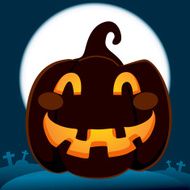 Pumpkin In Dark Cemetery