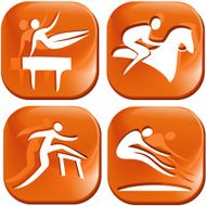 Four orange sport icons N3