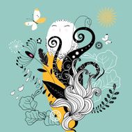 floral background with owl