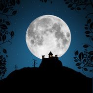 Landscape with Full Moon Illustration