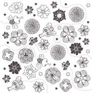 Flowers and bees background