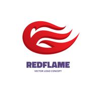 Red flame - vector logo concept illustration