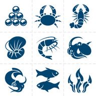 Seafood icon set