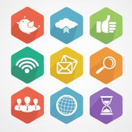 Set of social network icons flat silhouette
