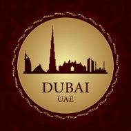 Dubai skyline silhouette on vintage background N8