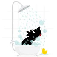 Dog bath terrier cute illustration vector