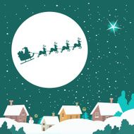 Santa riding his Sleigh across the Winter Sky