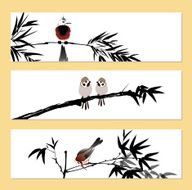 ink painted bamboo and bird N3