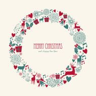 Merry Christmas elements decoration circle shape