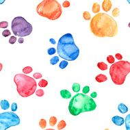 Watercolor illustration with animal footprints