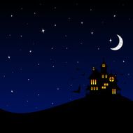 Halloween castle at night