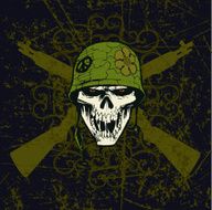 War Soldier Background - Military Skull with Rifle