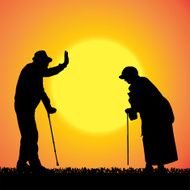 Vector silhouette of old people N241