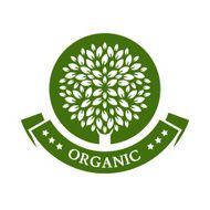 Green circle tree vector logo design template Organic product badge