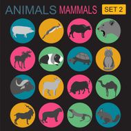 Animals mammals icon set Vector flat style N6