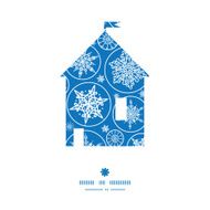Vector falling snowflakes house silhouette pattern frame N2