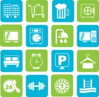 Silhouette Hotel and motel icons N5