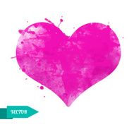 Watercolor pink heart isolated