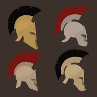 Set of four antique helmets vector illustration N5