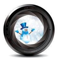 Snowman in lens concept