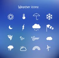 Weather forecast meteorology icon set in a blue background vector N2