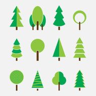 Set of different trees modern simple design