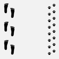 Bare foot print and paw black frame