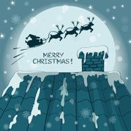 Christmas card with Santa Claus and reindeer