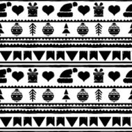 Holidays Christmas silhouette seamless pattern in black and white N2