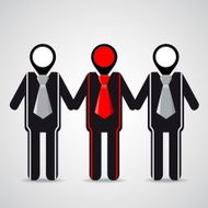 Three businessman silhouettes - vector icon